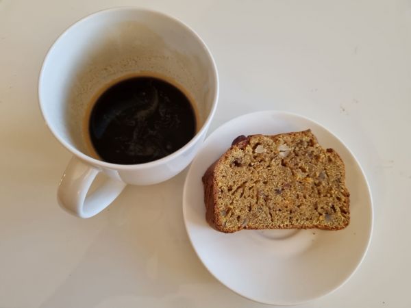 Pumpkin bread with coffee